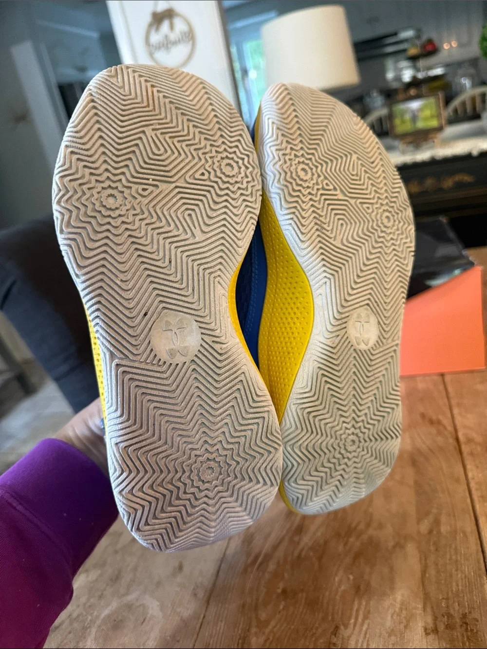 Under Armour Kids Blue and Yellow Athletic Sneakers